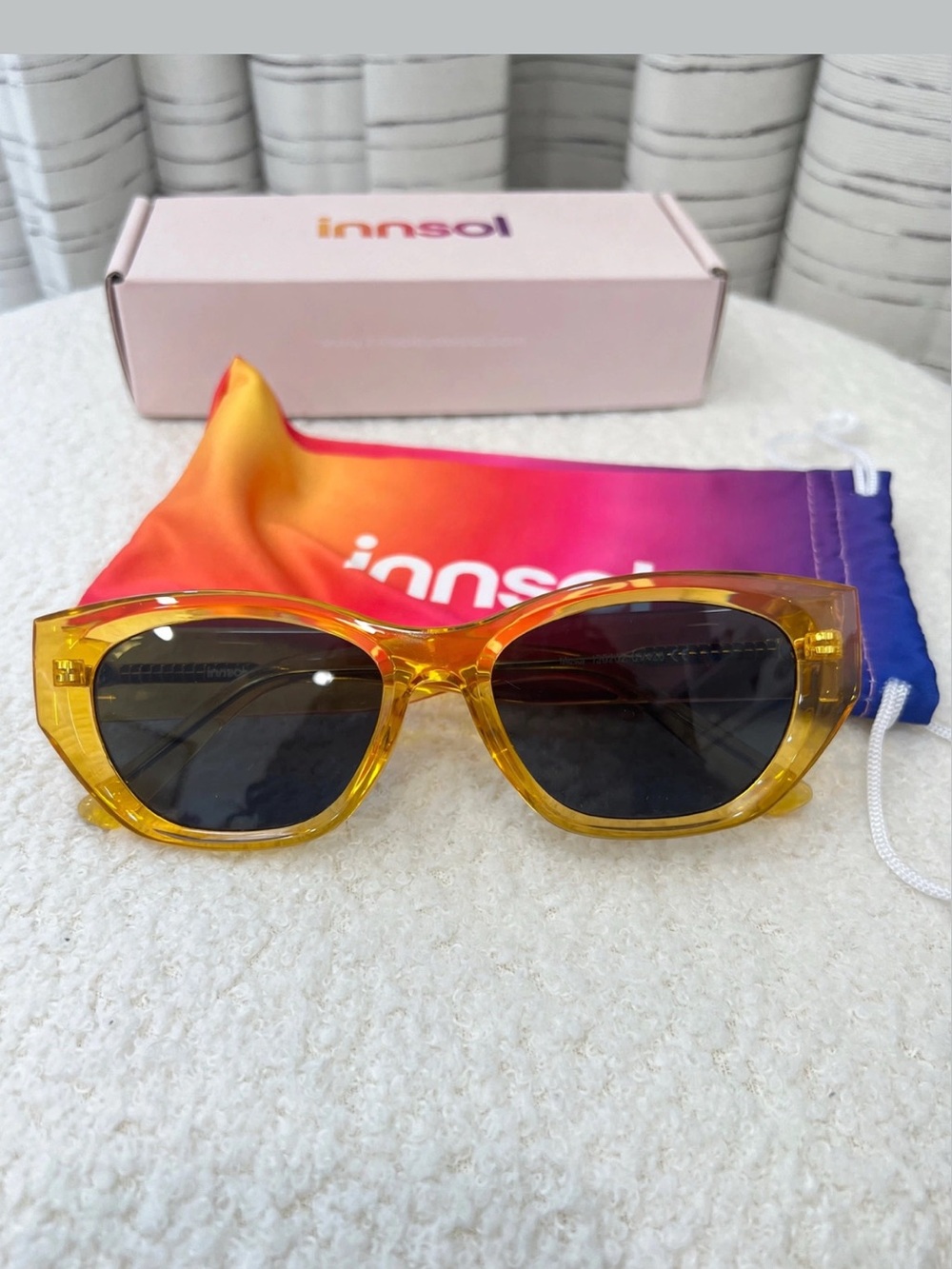 innsol Yellow Transparent Cat-Eye Sunglasses with Dark Lenses